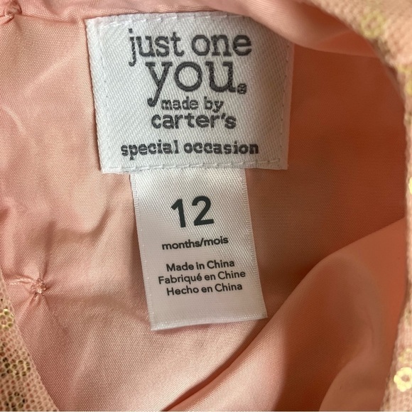 Carters Baby Girls Holiday Dress Pink Gold Sequined Tulle Fairy Dress Sz 12mo - Picture 16 of 16